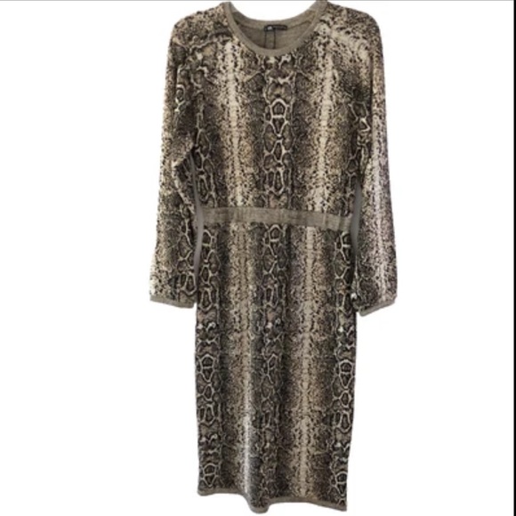 Zara reptile Snake Animal print long sleeve knit midi Sweater dress size M - Picture 8 of 15
